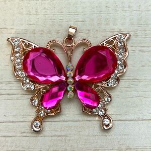 Elegant Pink Butterfly Pendant